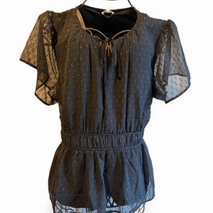 Maurices Black Sheer Tie-Front Peplum Blouse- NWT, Size 2X
